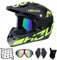 MRDEAR Casco Motocross Integrale Uomo, Nero/ Rockstar, Occhiali/ Guanti/ Passamontagna/ Rete Elastica Moto, Adulto Casco Moto Cross Enduro MTB Offroad Downhill Sport,M