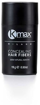 Kmax Hair Fibers, Fibras de Queratina para cabello de acción redensificante y para cubrir la calvicie- Tamaño Regular (15 gr) (Castaño oscuro)