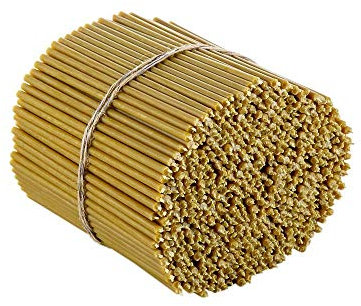 Danilovo Ritual Kerzen 100% Bienenwachs (Gelb) - Orthodoxe Kerzen für Gebet Tischdeko Hochzeit - Ungiftig, Ruß - Tropffrei, Nachhaltige Produkte, N60, Höhe: 20,5 cm, Ø 6,6 mm (50 stück)