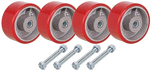 Wheel Set of 4 | 4x2 Polyurethane on Cast Iron with Roller Bearings