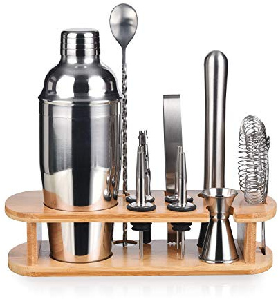 Cocktail Shaker Set,Esmula 750ML 12 Teiliges Edelstahl Barkeeper Kit Professionelles Martini Mixing Bartending Kit Kombination, Home Stylish Bar Tool Set mit Cocktail Rezeptheft (Silber)