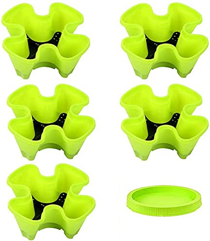 Yeehliny Turm-Hochbeet Pflanzturm, 5pcs Stapelbar Blumentopf Säulentopf Kunststoff, Erdbeer Pflanztopf, Stapelbaren Pflanztopf mit Tray für Erdbeere Herb Blumen-Gemüse Innen Ourdoor Garten (B)