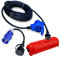CEE Adapterleitung Set 10m Winkelkupplung an Schuko Stecker + CEE Adapter Kabel u. Schutzbox rot - H07RN-F 3x2,5mm² 230V 16A Stromadapter - Camping-Kabel Set für Wohnmobil Wohnwagen Boot