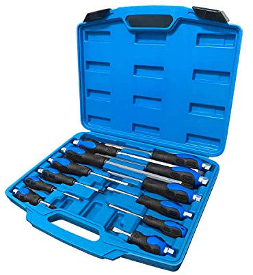 ROTATION Juego de destornilladores magnéticos, 12 piezas, 6 puntas Phillips y 6 puntas ranuradas, destornillador con cuchillas de acero continuas, alto par