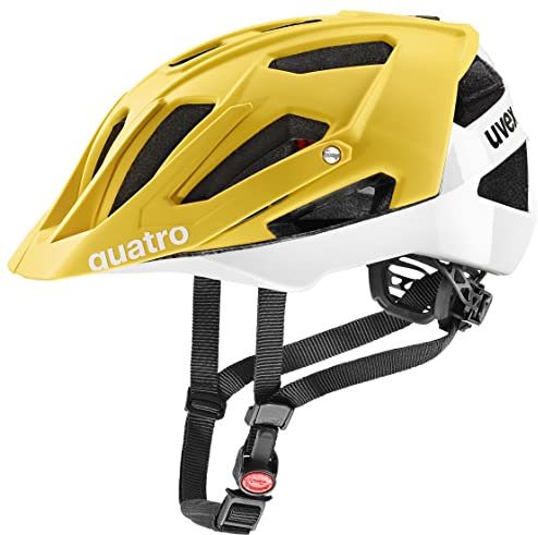 uvex Quatro cc - sicherer MTB-Helm für Damen und Herren - individuelle Größenanpassung - Verstellbarer Schirm - sunbee-White - 52-57 cm