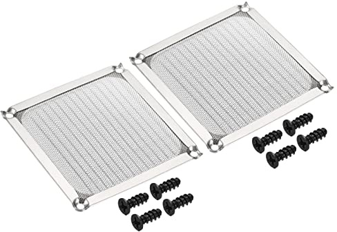 PATIKIL 92 mm filterfläkt galler med skruvar, 2 aluminiumpaket rostfritt stål ram vattentätt nät, dammskydd för datorfodral, silver