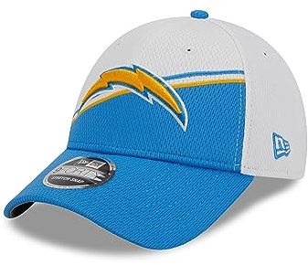 New Era NFL amerikansk fotboll – hatt basebollkeps sidolinje 2023 – 9Forty snapback – laglogotyp och namn, 940SS-laddare-vit-ljusblå-#31746, en storlek