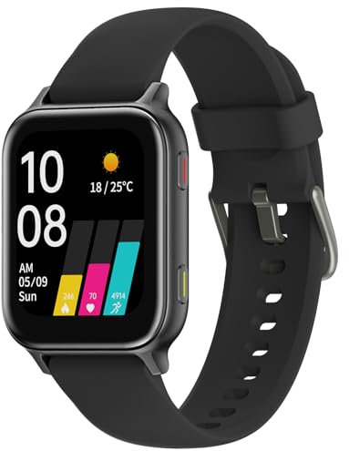 UMIDIGI Waterproof Smart Watch,17 Sports Fitness Tracker,Uwatch 5S Watches for Men Women, 1.7 Touch Screen,Heart Rate/Oxygen(SpO2) Saturation/Sleep Monitor,Detection Steps Counter (Black)