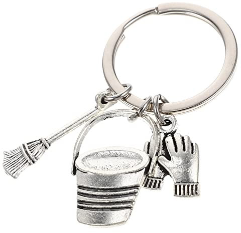 WRITWAA Balai Porte-clés Porte-monnaie pour clés Porte-clés pour clés de à main Remerciement Collaborateurs Européens et Américains Accessoires Alliage de zinc, argenté, 5.5CM