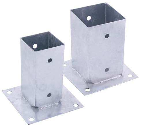 BOOMET Lot de 10 douilles à visser pour poteaux carrés - 91 x 91 mm - 7 x 7 cm / 9 x 9 cm - Galvanisé à chaud - Ancrage au sol stable - Douille de sol résistante à la corrosion - Fixation de poteaux