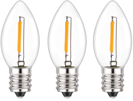 ShuoHui C7 E12 220V LED Kerzenlampe, 0.5W Vintage Edison Kleine Ersatz-Glühbirne ersetz 7W Glühend für Nachtlicht/Kokosnusslichterkette 2200K Super Warm Leuchtmittel, 50 Lumen Nicht Dimmbar (3)