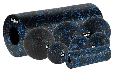 Rebel Kit Rouleau de Massage - Rouleau, Mini Rouleau, 2 Balles, 2 Duoball-e Couleur Noir/Bleu Matériau EPP RBA-3054-S6