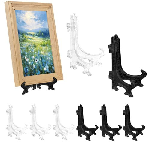 Lot de 20 chevalets en acrylique transparent - Chevalets en plastique - Présentoir pliable - Œuvre d'art de cadre - Pour présenter des livres, des assiettes, des DVD, des photos