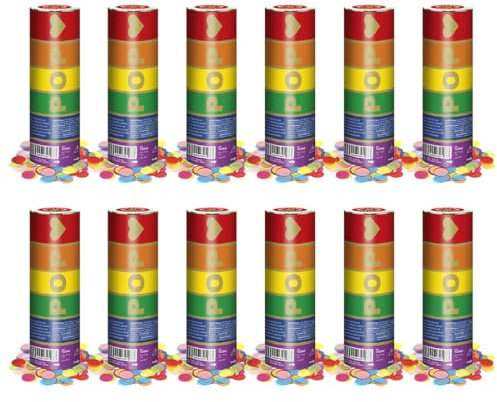 OH YEAH - 12 Unidades - Cañón Confeti Multicolor Papel - 15 cm - Fiestas y Celebraciones - Ideal para Bodas, Cumpleaños, Eventos y Despedidas - Gran Potencia de Alcance - FÁCIL DE USAR