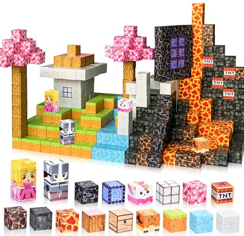 Ulikey Bloc de Construction Magnétiques, Construction Magnetique Enfant 79 Pièces, Jeux de Construction, Cadeau pour Garcon Fille 3 4 5 6 7 8 Ans