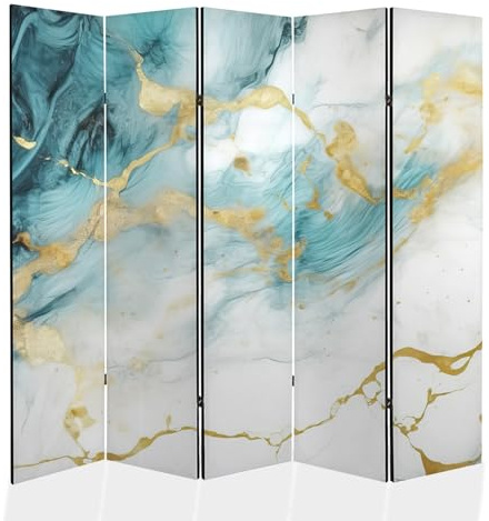 framed concept – paravent en Bois 5 Panneaux 225 x 172 cm, Impression sur Une Seule Face, cloison de séparation décorative