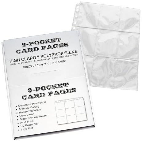 PayaShell 9-fickor-sidor för klippböcker, toppmatad A4-sidor, förvaring för samlarkort, sportkort, TCG (100-pack)
