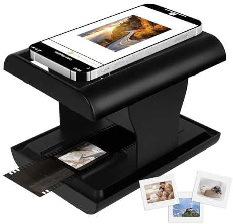 PpAaJK Escáner móvil para películas y diapositivas, escáner para diapositivas y negativos de 35 mm con retroiluminación LED para películas antiguas en JPG, admite la edición