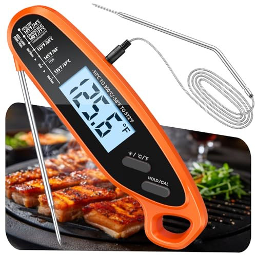 Otemly Digital Meat Thermometer for Cooking with Dual Probe, Large Backlit & Calibration, Kitchen Food Thermometer for Candy, Oven, Grill, BBQ, Smoker, Oil Fry Instant Read Thermometers