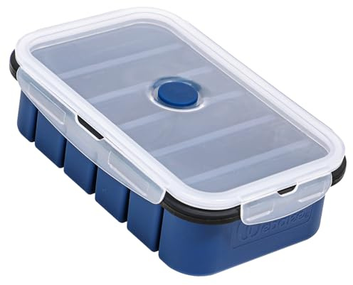 webake Recipiente de silicona para congelar sopa, con tapa, 1 unidad, 6 agujeros, recipiente para congelador, recipiente para alimentos, molde para sopa, cubo de hielo, caldo, salsa o mantequilla