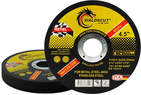 NUTKIT Disco de Corte 115mm Metal para Amoladora Angular, Disco Corte 12 Piezas, 1.2mm Disco Flexible Extrafino, para Metal, Acero Inoxidable, Acero, Hierro, Tubo de Acero