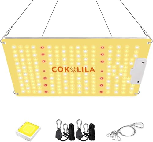 COKOLILA LZB1000 Lampada per Piante con Dimmere, Grow Light Full Spectrum 222 LED con IR per Interni, per Tutto il Ciclo di Vita (Semina, Crescita, Fioritura), Copertura 60x60cm