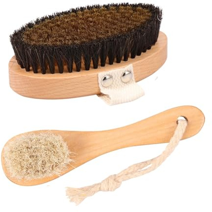 seco de cerdas naturales, alambre de cobre, para el cuerpo, con correa, de masaje, uso en seco y húmedo, para eliminar la piel muerta, celulitis, mejora las funciones