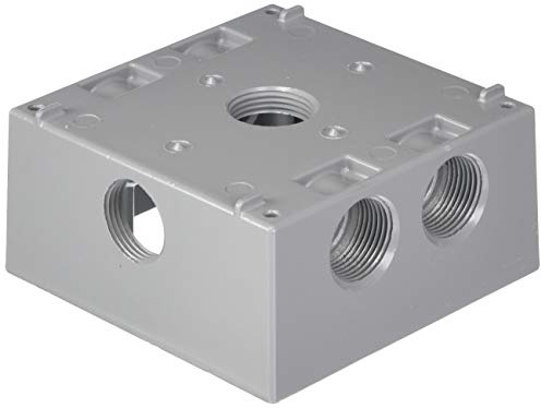 Legrand Pass & Seymour WPB382 Weatherproof Outdoor Box, 2 Gang, 7 Hole 1/2, 30.5 Cubic Inch, Gray (1 Count)
