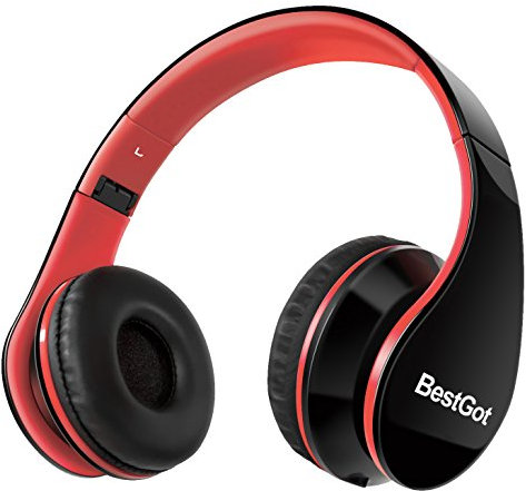 BestGot Kids Headphones for kids boys Wired with Microphone with Detachable 3.5mm Cable (Black/Red)