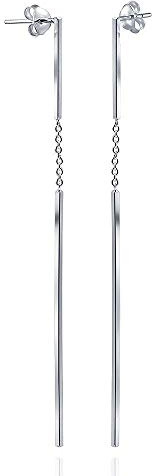 MATERIA Damen Ohrringe Stecker 925 Sterling Silber lang hängend - Ohrhänger rhodiniert mit Geschenkbox SO-255