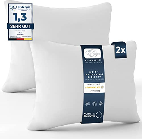 Moon 2er Pack Nonwoven Füllkissen, Innenkissen, Sofakissen ca. 30x50cm - 240g mit gekräuselter Hohlfaser (fest)