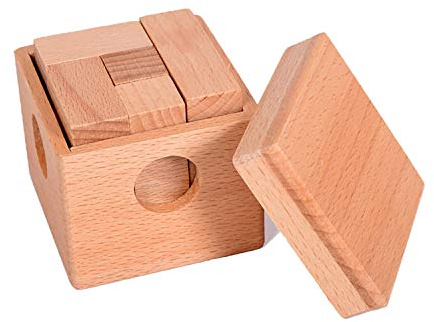 3D Wooden Brain Teaser Cube Puzzle Wooden Puzzles Cube Gift Desk Puzzles Geometric Intellectual Jigsaw Logic Puzzle Educational Games Toy for Children and Adults by AHYUAN