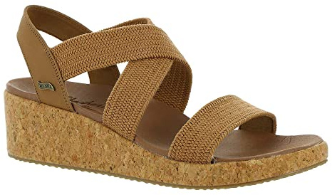 Skechers Beverlee-Love Stays Keilsandalette für Damen mit Fußgewölbe, Größe 38,5, Hellbraun, 40 EU
