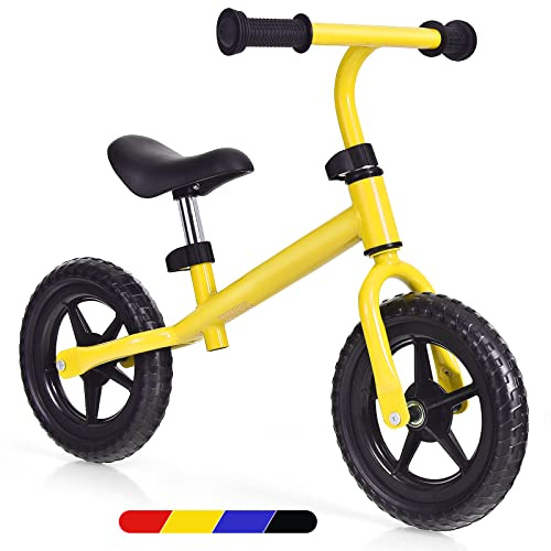 BABY JOY Kids Balance Bike, No Pedal Training Bicycle with Adjustable Handlebar & Seat and Puncture-Proof EVA Tires, Lightweight Beginner Toddler Bike, Ages 30 Months to 5 Years (Yellow)
