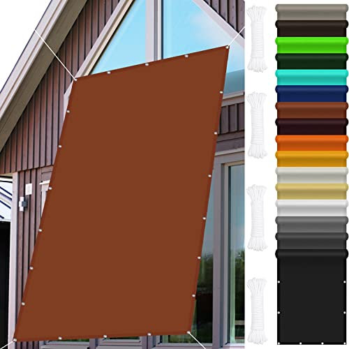 Vela de Sombra 2 x 6.5 m Vela de Sombra Hay un Ojal de Metal Cada 50 cm. Protección UV para Jardín Patio Terraza Balcón, Rojo óXido