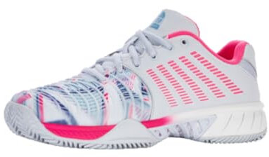 K-Swiss Performance Damen Express Light 3 Padel Tennis Shoe, Arctic Ice/White/NEON PINK, 38 EU
