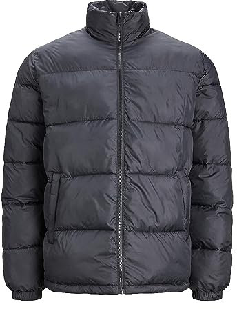 JACK & JONES Mens Black Puffer Jackets Smart Casual Long Sleeves Full Zip Fastening for Men UK- Size - XL