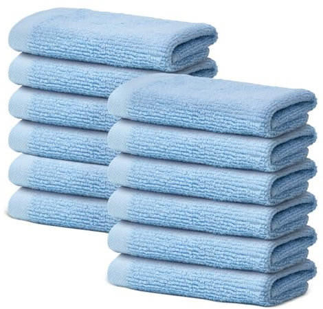 12 Stück Seiftücher 30x30 cm | Kleine Handtücher Set | Frottee Weich & Flauschig | 100% Baumwolle | Mini Frottier Washlappen Seiflappen | 500 g/m² | Oeko-Tex | Ôhm | Hellblau