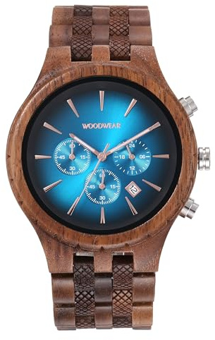 Woodwear Orologio da polso in legno da uomo, colore: blu