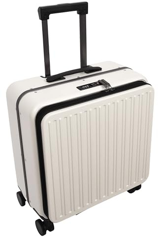 House Of Leather Maletín de piloto de cuatro ruedas, carcasa dura, ligera, bolsa de cabina Maverick, White, Carry-on, Estuche Pilot