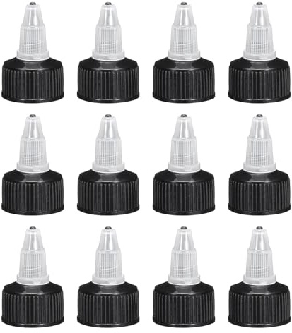 QUARKZMAN 12 Pack Twist-lock Top 24/410 svart ersättning flasklock presspress dispenser för hantverk, konst, lim, vätskor