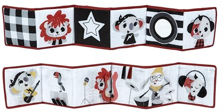 Tiny Love Primer Libro Doble Cara, Libro Bebe, 0+ Meses, Libro Sensorial Bebe, Blanco y Negro, 2 Caras, 6 Actividades, Favorece Sentidos, Habilidades y Vista, Tiempo Boca Abajo, Tiny Rockers