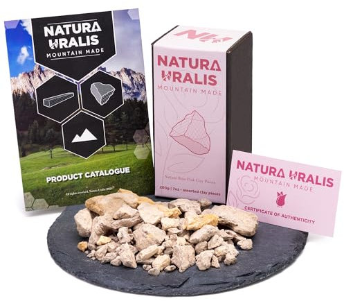 Natura Uralis Rosenrosa Tonerde | 200g Natürliche Rosentonerde, Cremeweiß Bis Pastellrosa - Erstaunlicher Crunch, Befriedigende Erdige, Samtige Und Feste Textur, ASMR-Erlebnis