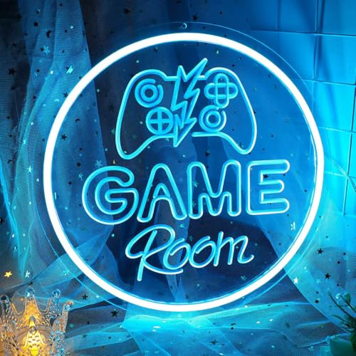DWOOKE Game Room - Cartel de neón para decoración de habitaciones de juegos, alimentación por USB, luz artificial grabada, luz de juego regulable, cartel de neón para decoración de pared, dormitorio,