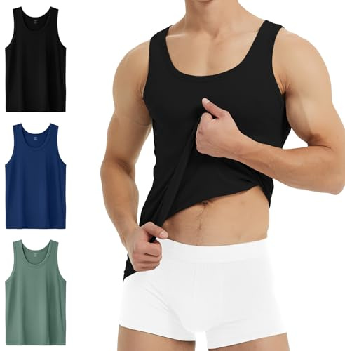 YouShow Camiseta Tirantes Hombre Pack 3/5 100% Algodón Interior Hombre | Ideal como camiseta interior o prenda exterior, transpirable, ajuste cómodo, diseño sin etiqueta, para uso diario