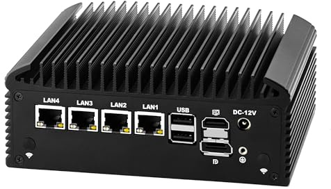 MNBOXCONET Mini PC Firewall senza ventola N305, Industriale Micro Computer Hardware 4 porte LAN 2.5 Gbe i226V, 2 x RS232/485, AES-NI, Barebone NO DDR4 NO SSD, Auto Power On, USB3.1