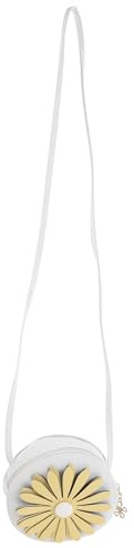 JEWEDECO Bolso Bandolera Infantil para Niñas Pequeñas Forma de Margarita, Bolso Cruzado Ligero de PU Blanco, Monedero Pequeño Ajustable Adecuado para Escuela y Parque