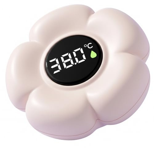 Termómetro de baño para bebé, termómetro de bañera con alerta de color, termómetros de baño con flores flotantes para bebé, para seguridad de bebés y niños pequeños, color beige