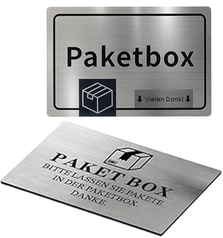 Srvauyea 2 PCS Placa para Buzón de Paquetería, Placa Adhesiva de Aluminio Letrero de Caja de Paquetes y Entregas Aquí Letrero de Buzón de Paquetería Exterior Señal de Seguridad para Casa Oficina
