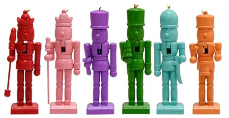 Elnwnnkc 6 Schiaccianoci Colorati In Legno Figure Appese Marionette Pendenti Per Albero Natale Ornamenti Abbellimenti Festival Appesi Figure Schiaccianoci